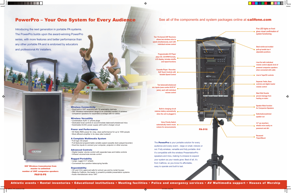 Powerpro – your one system for every audience | Califone 916 User Manual | Page 2 / 2