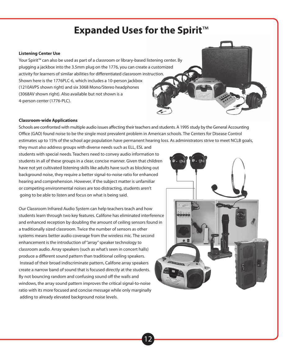 Expanded uses for the spirit | Califone 1776 User Manual | Page 13 / 16