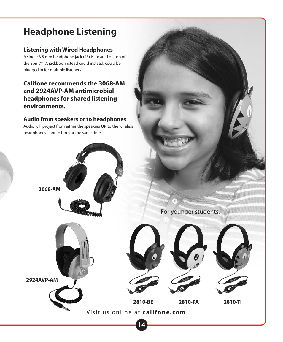 Headphone listening related products | Califone 1776 User Manual | Page 15 / 16