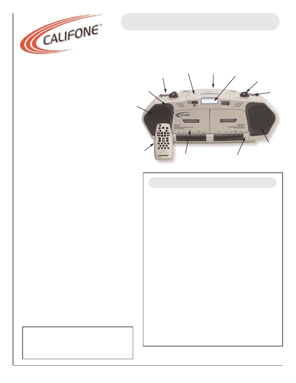 Califone Infrared Music Maker Plus 2395IR User Manual | 1 page