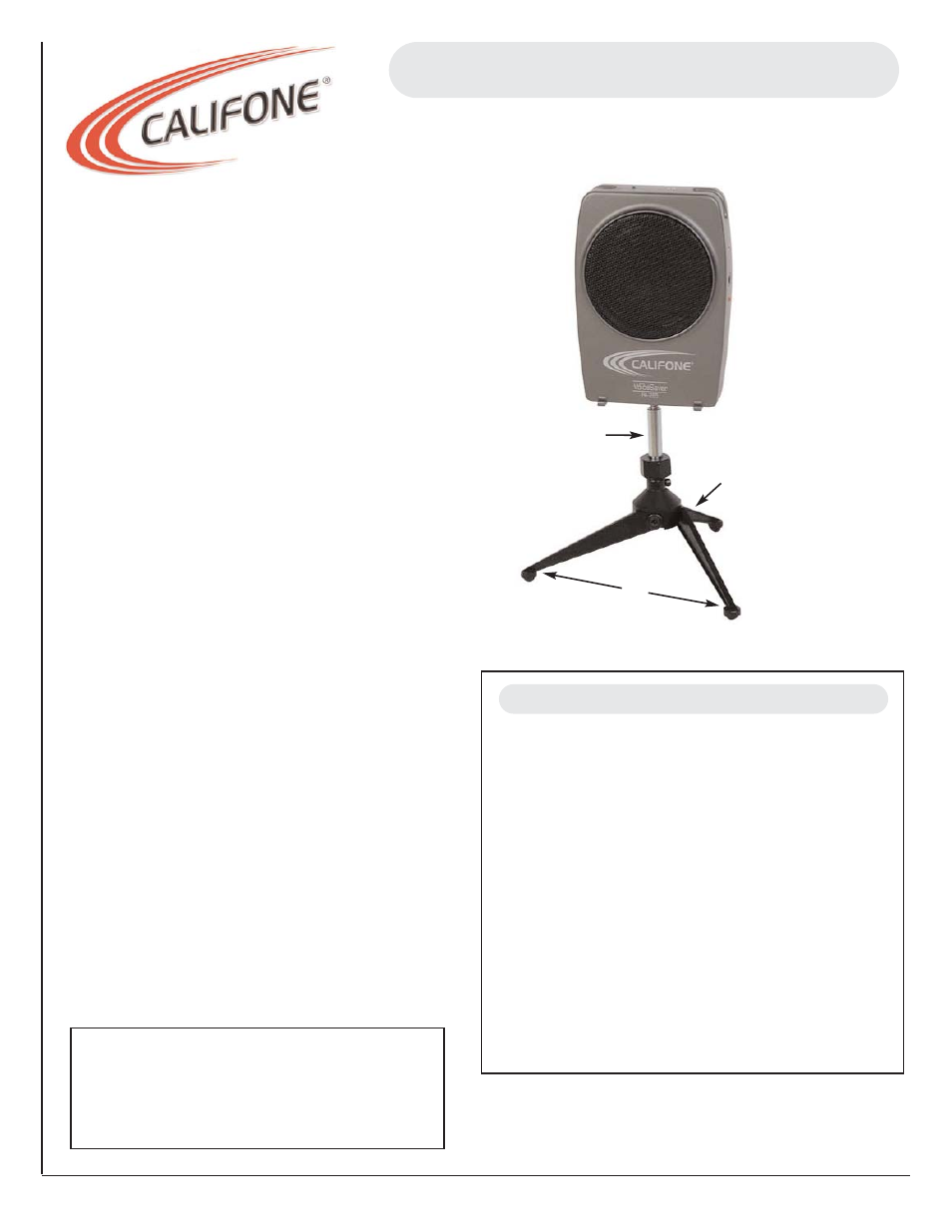 Califone TP285 User Manual | 1 page