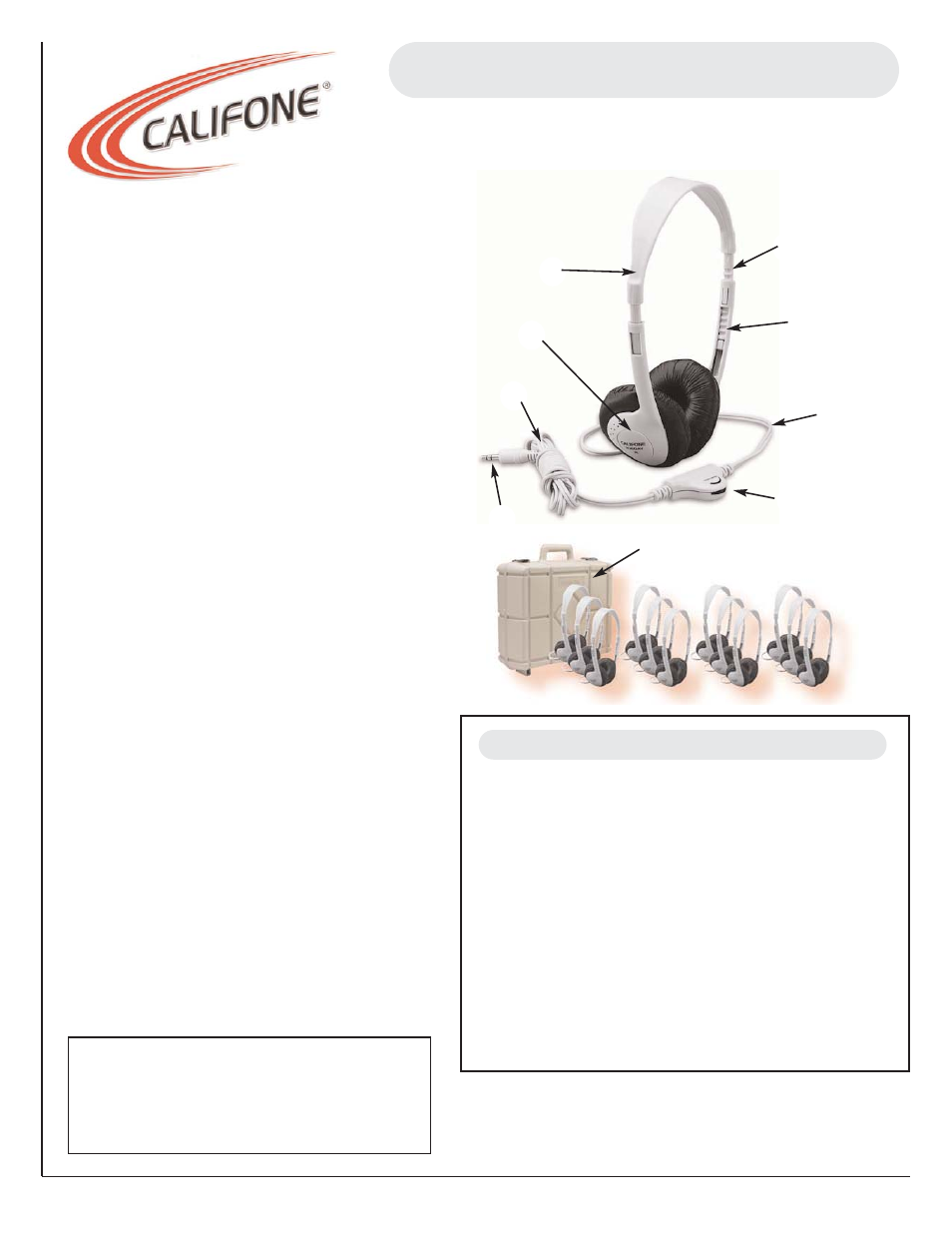 Califone 3060AV-12 User Manual | 1 page