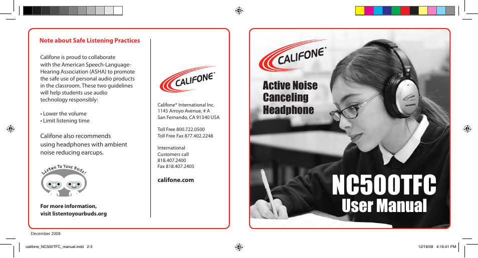 Califone NC500TFC User Manual | 4 pages