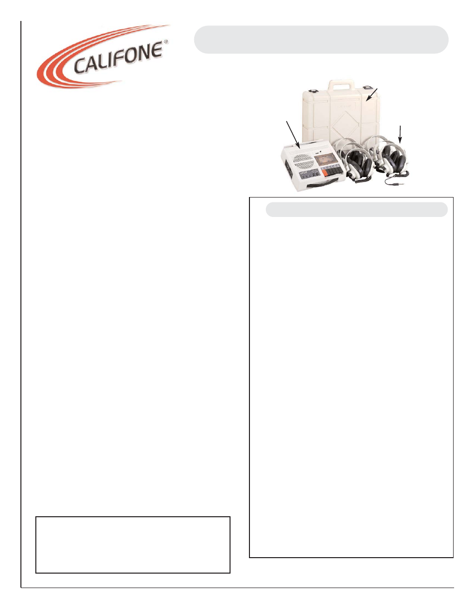 Califone 5272PLC User Manual | 1 page