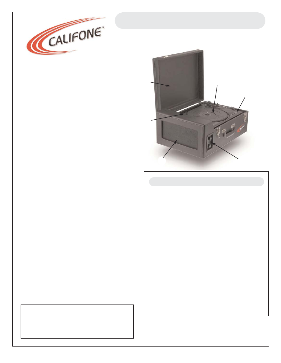 Califone 1005 User Manual | 1 page