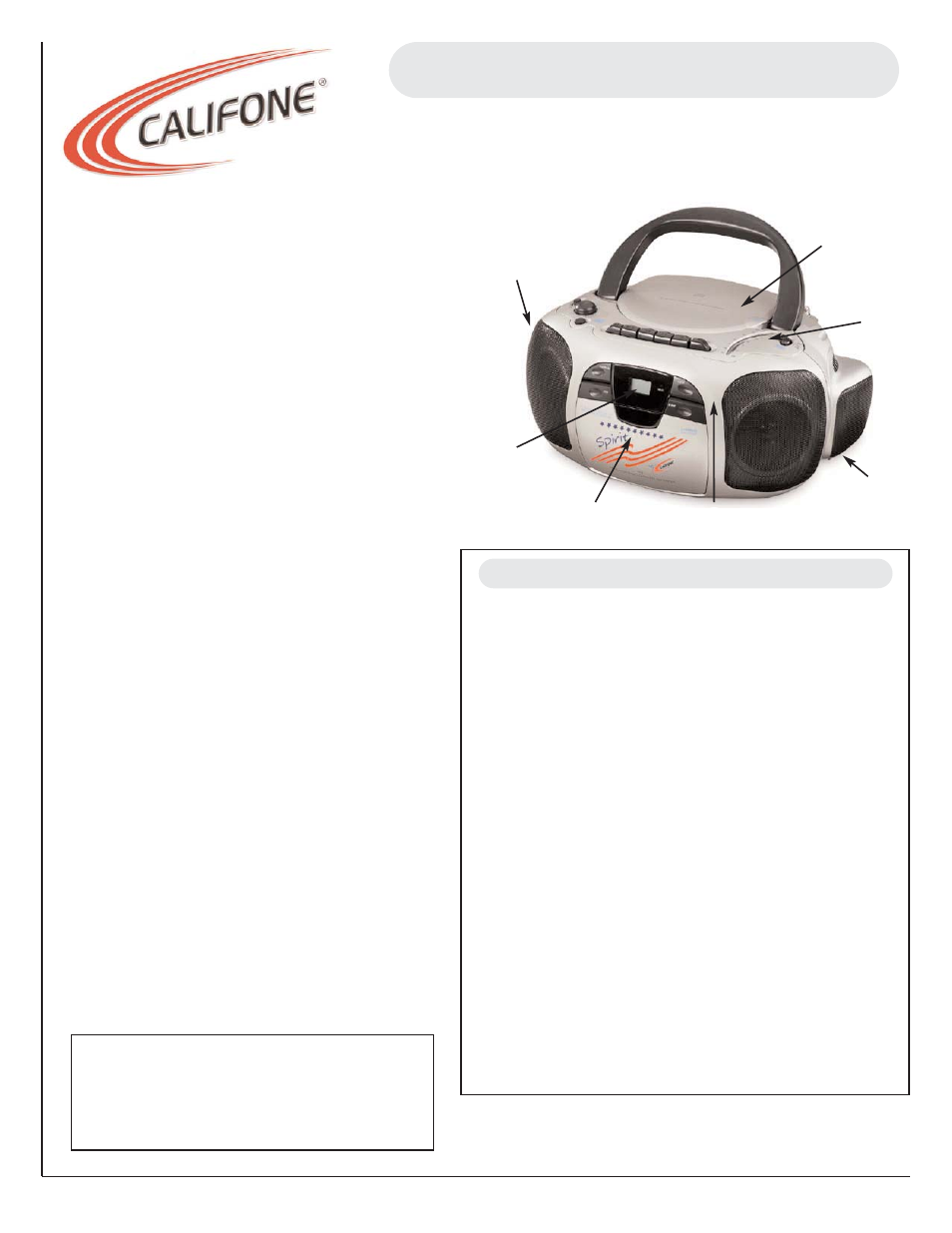 Califone Spirit 1776 User Manual | 1 page