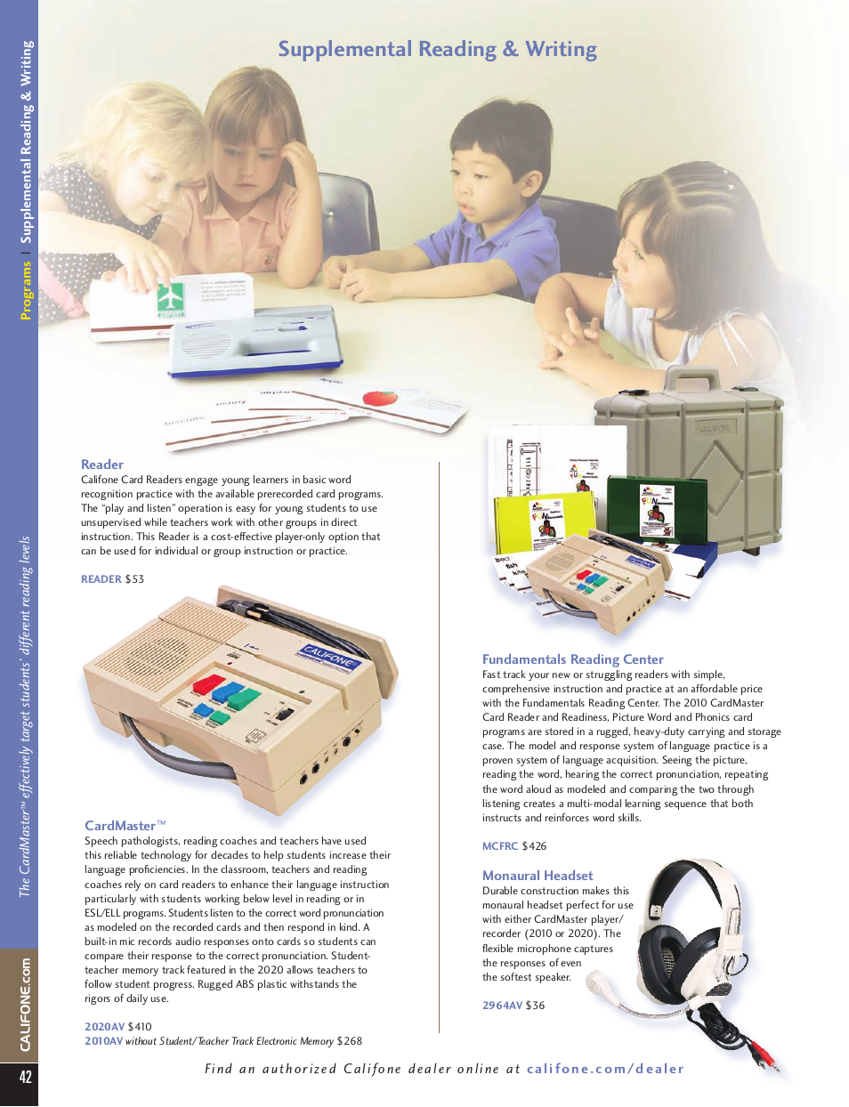 Supplemental reading & writing | Califone PA616 User Manual | Page 42 / 46