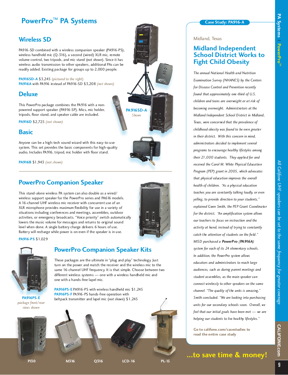 Pa systems, Powerpro, Wireless sd | Deluxe, Basic, Powerpro companion speaker, Powerpro companion speaker kits | Califone PA616 User Manual | Page 9 / 46