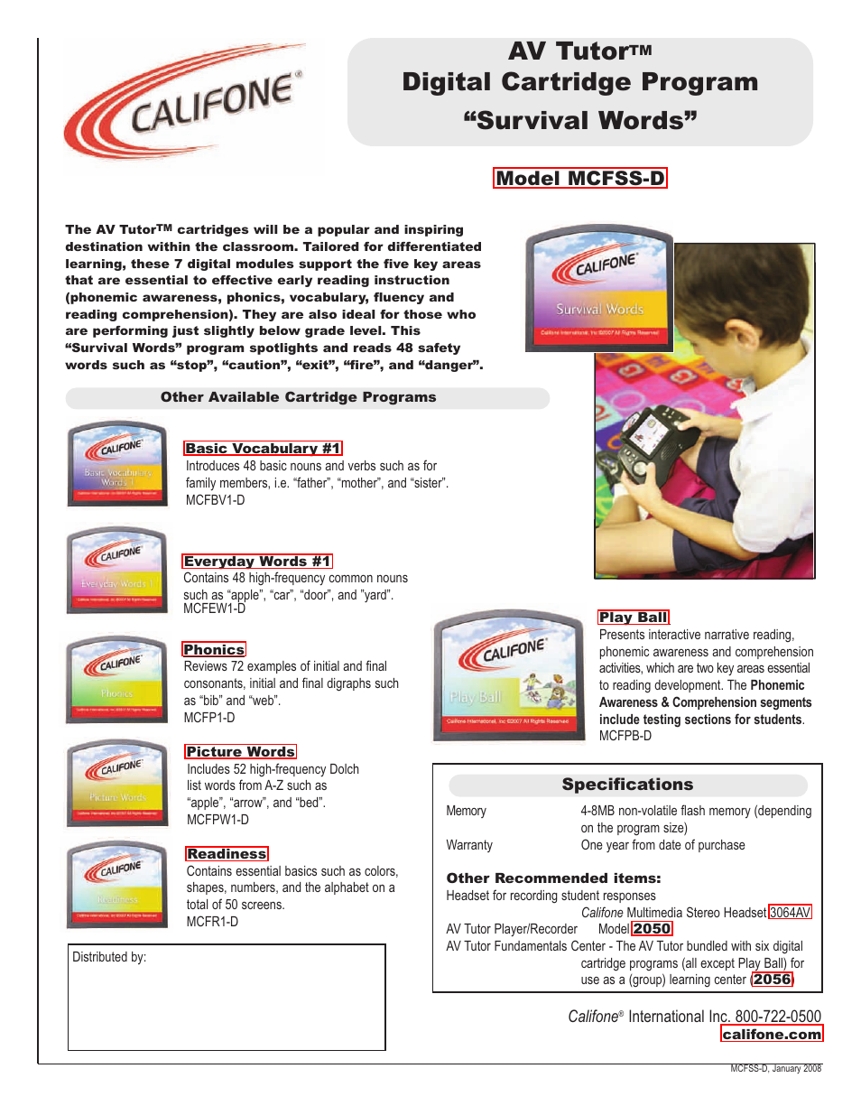 Califone Phonics MCFP1-D User Manual | 1 page
