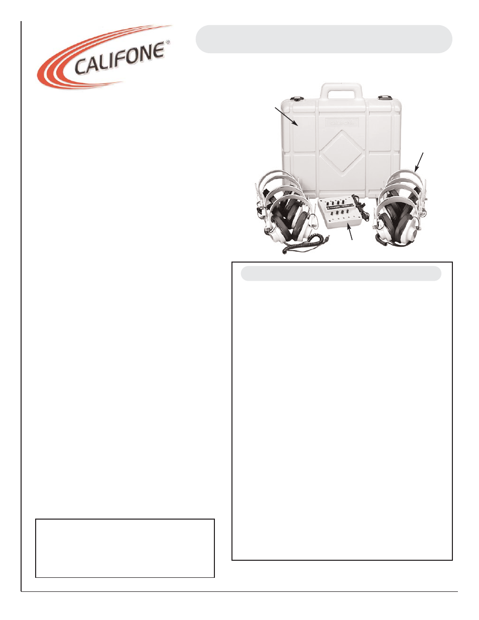 Califone 8-Position Listening Center 1218AV-01 User Manual | 1 page