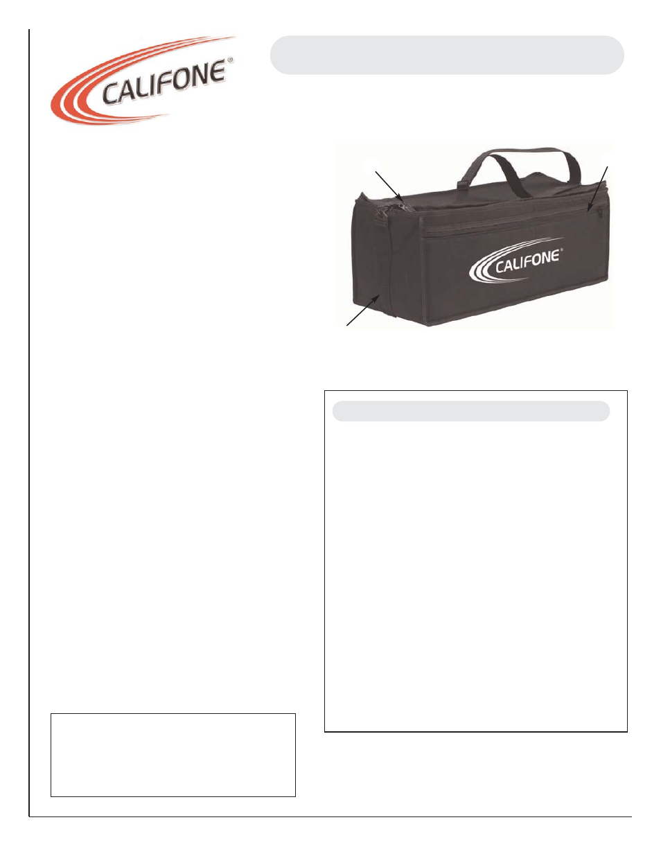 Califone 2006 User Manual | 1 page