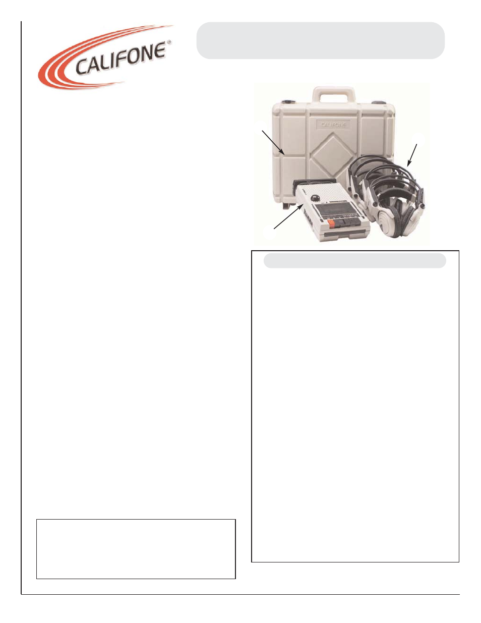 Califone 3432IR-PLC User Manual | 1 page