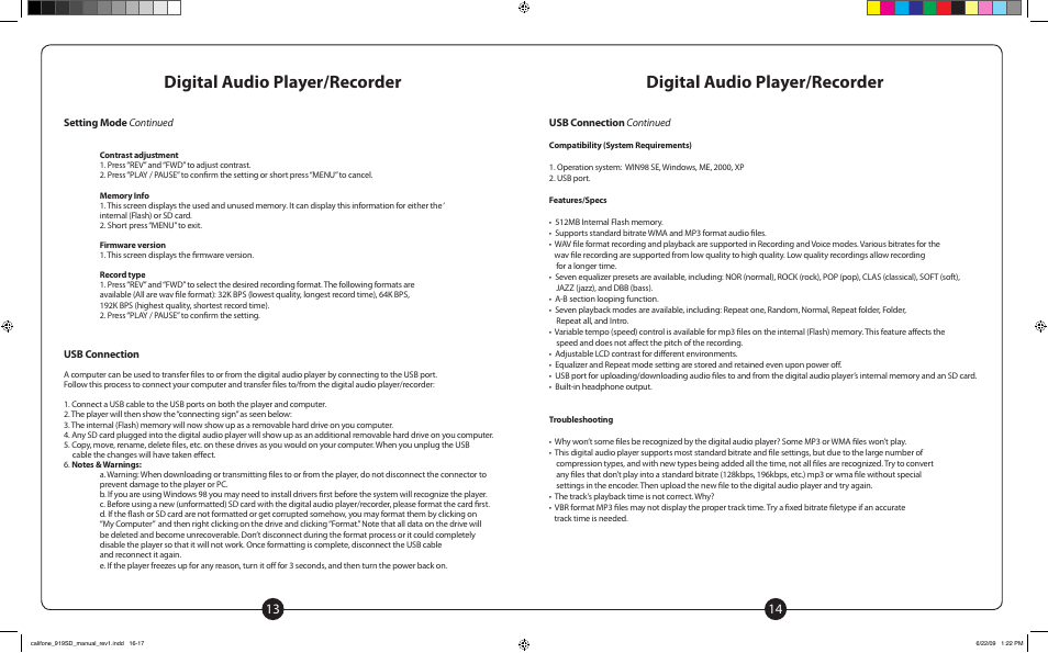 Digital audio player/recorder | Califone PowerPro PA919PS User Manual | Page 8 / 12