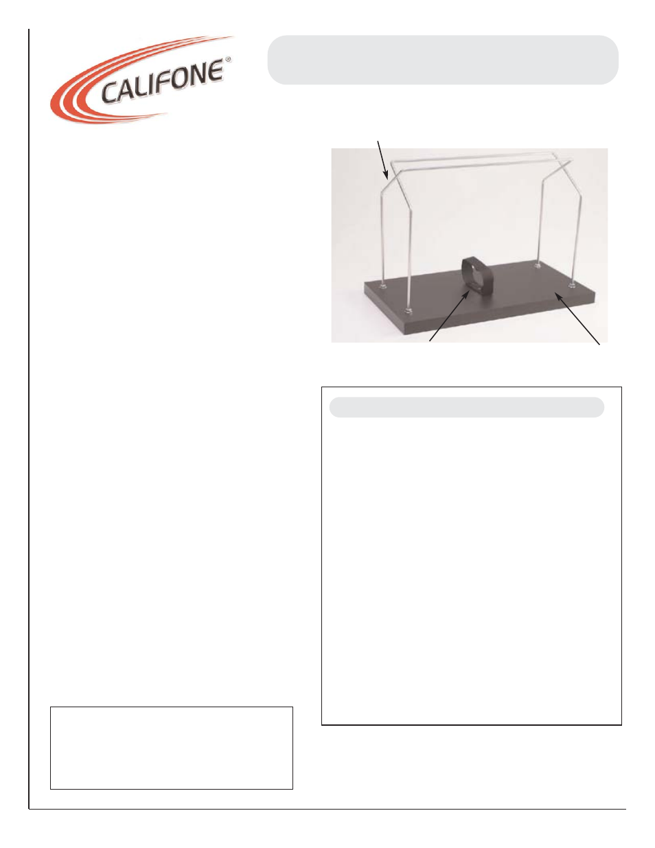 Califone Headphone & Headset Storage Rack 2003 User Manual | 1 page