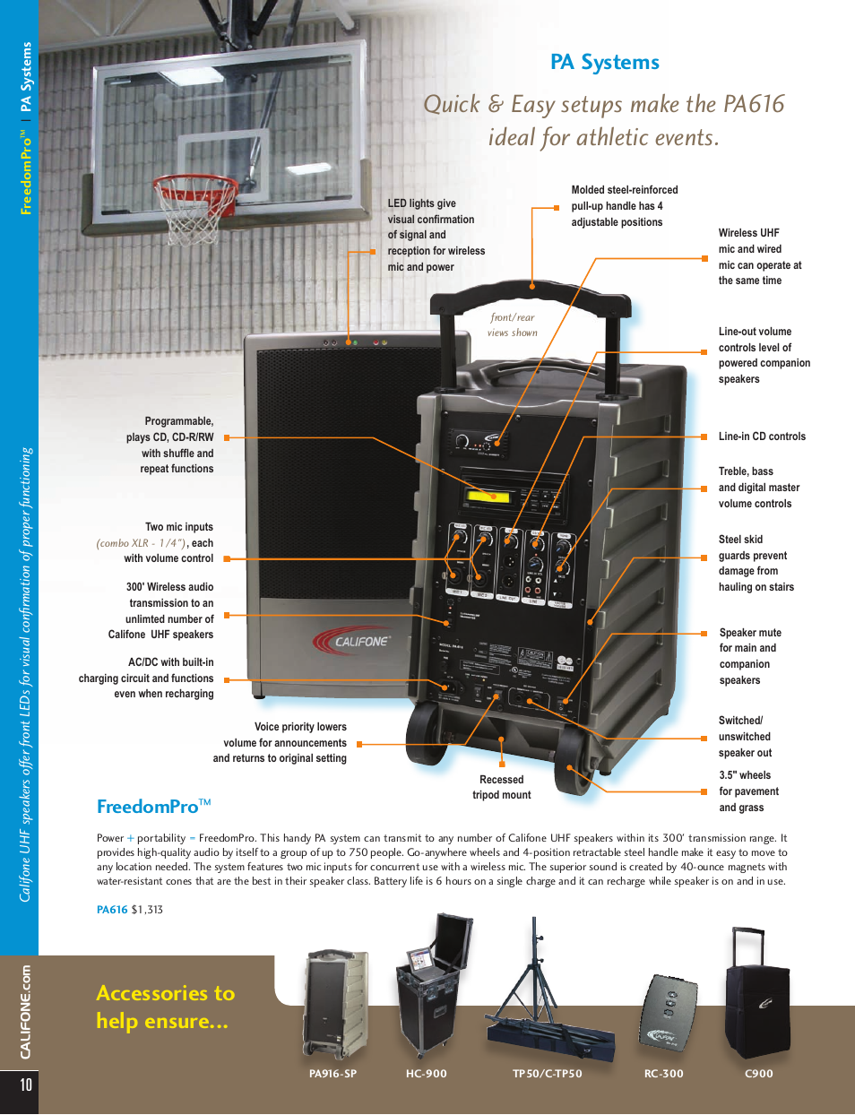Accessories to help ensure, Pa systems, Freedompro | Califone Infrared Classroom Audio System PI30-IRSYS User Manual | Page 7 / 12