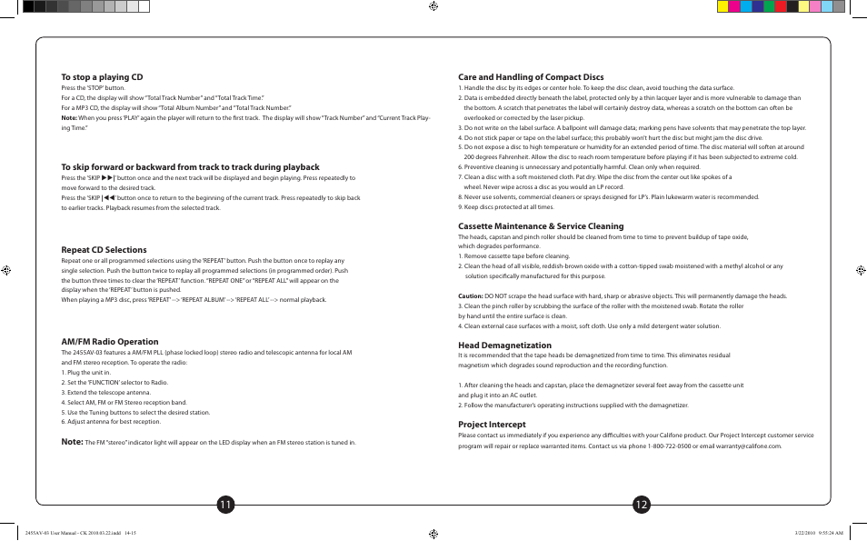 Califone Performer Plus 2455AV-03 User Manual | Page 7 / 8