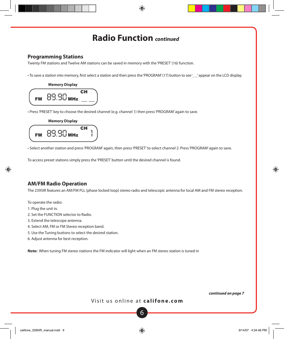 Getting started radio function | Califone Music Maker User Manual | Page 7 / 16