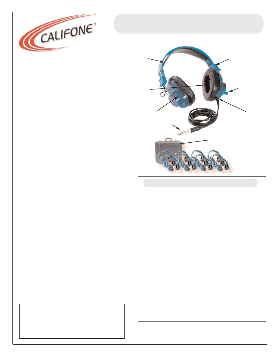 Califone Deluxe 2924AVPS-12 User Manual | 1 page