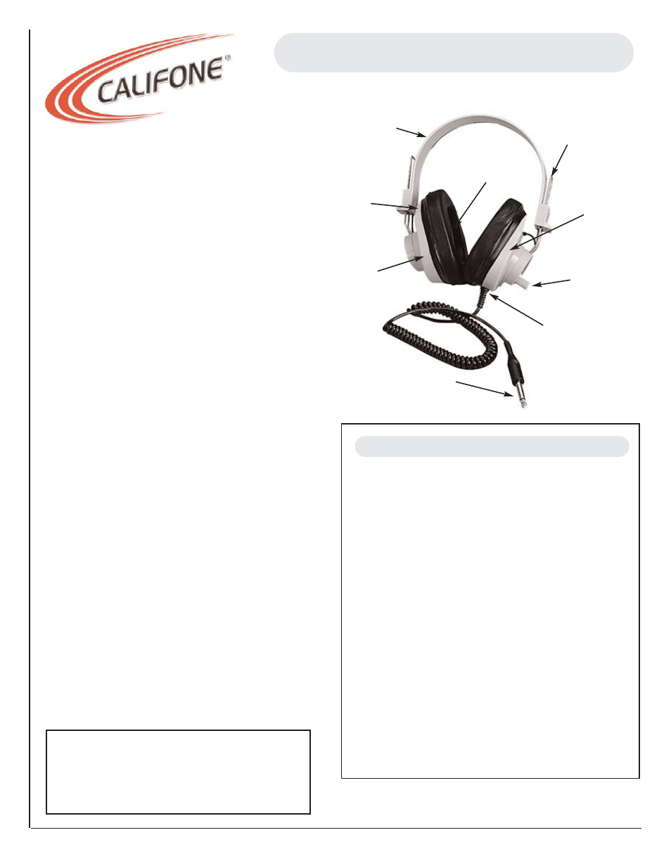 Califone 2924AVPV User Manual | 1 page