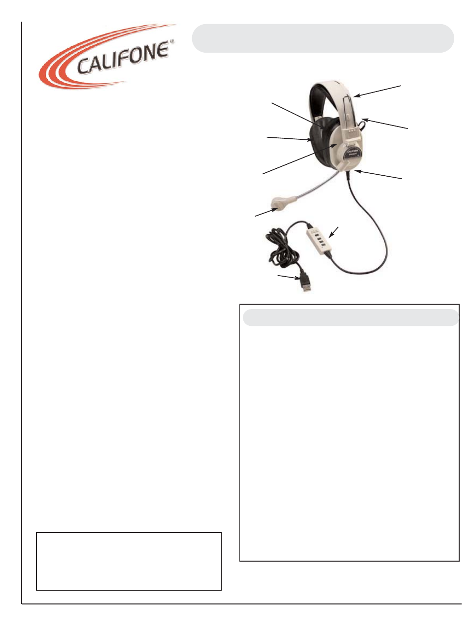 Califone 3066 User Manual | 1 page