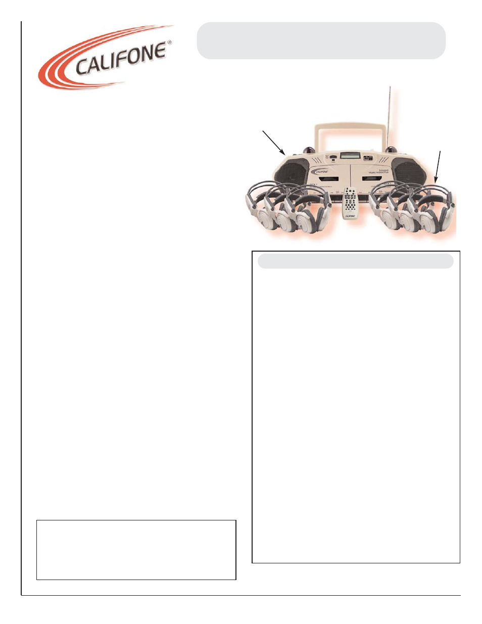 Califone 2395IRPLC-6 User Manual | 1 page