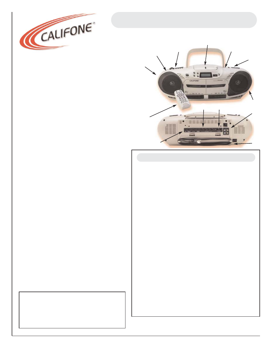 Califone Performer+ 2455AV-02 User Manual | 1 page