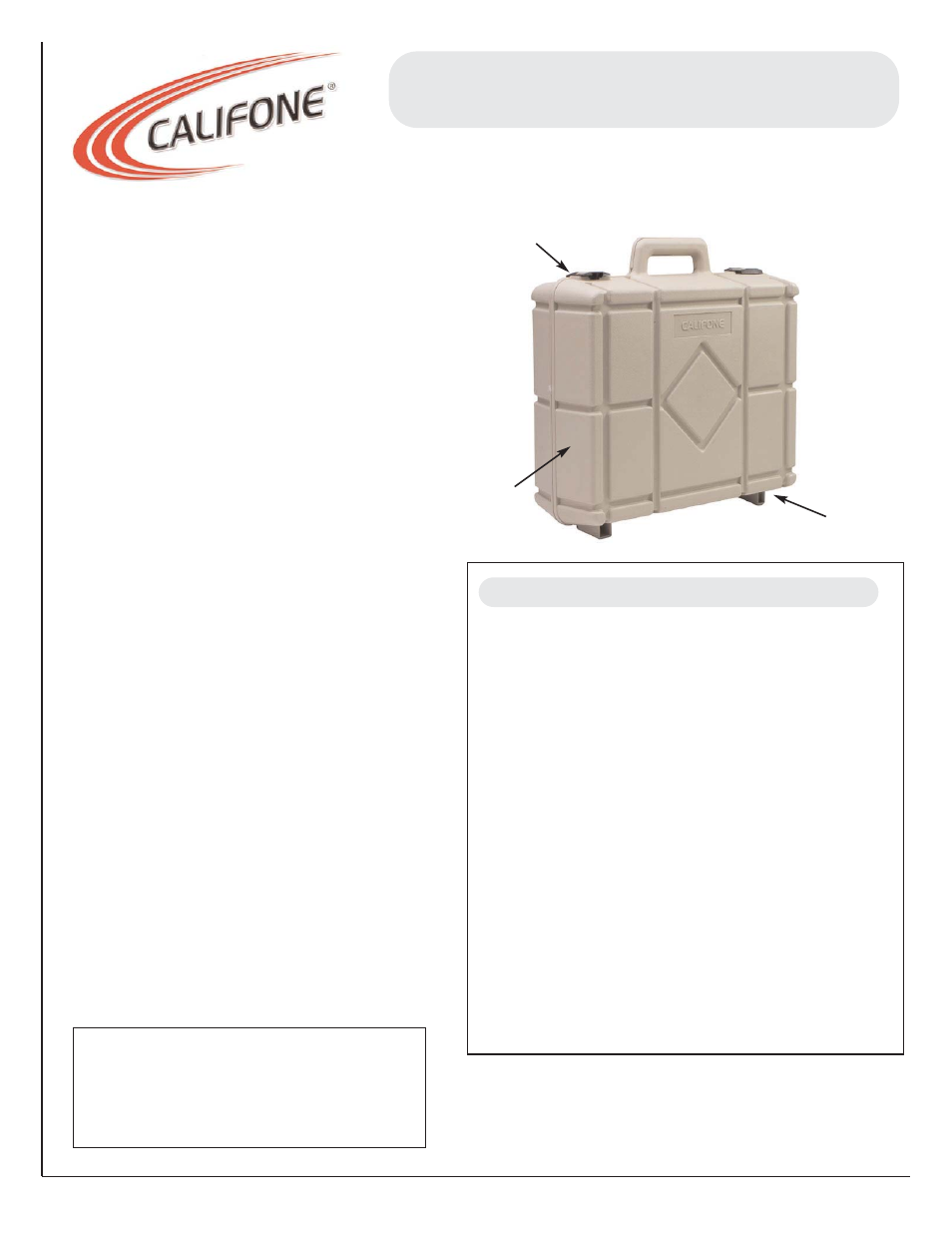 Califone Media Player Carry & Storage Case 2001 User Manual | 1 page