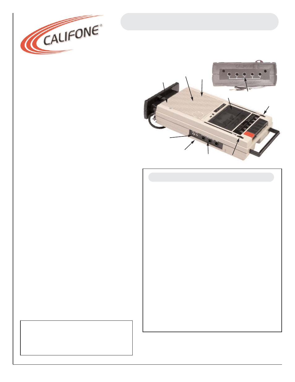 Califone Classroom 3432AV User Manual | 1 page
