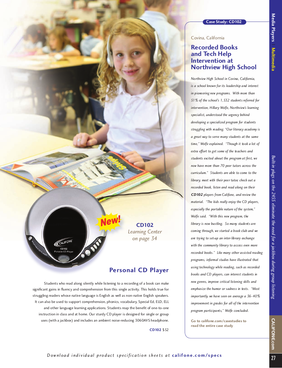 Media players, Personal cd player | Califone 8101 MP3 Player User Manual | Page 6 / 8
