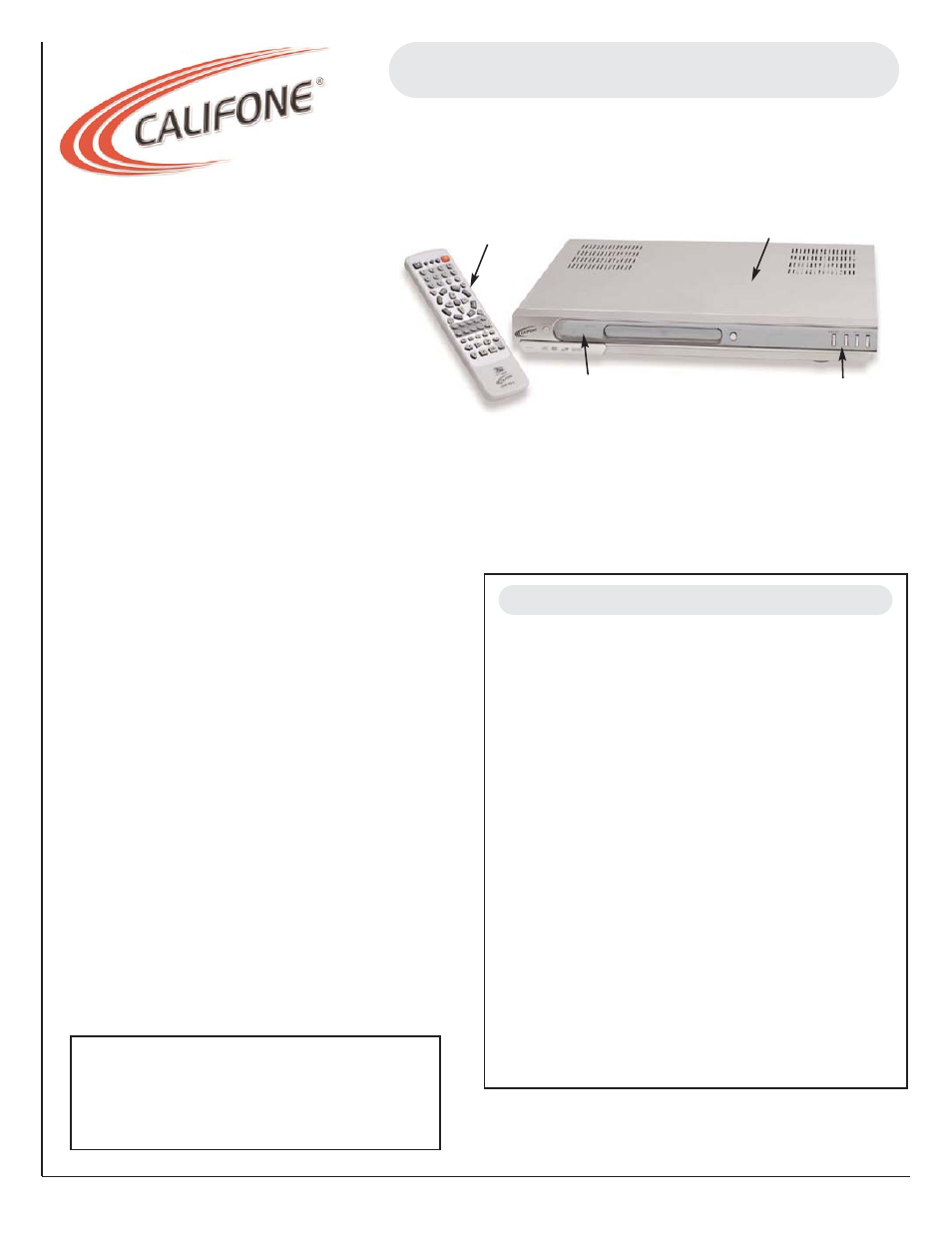 Califone DVD-400 User Manual | 1 page