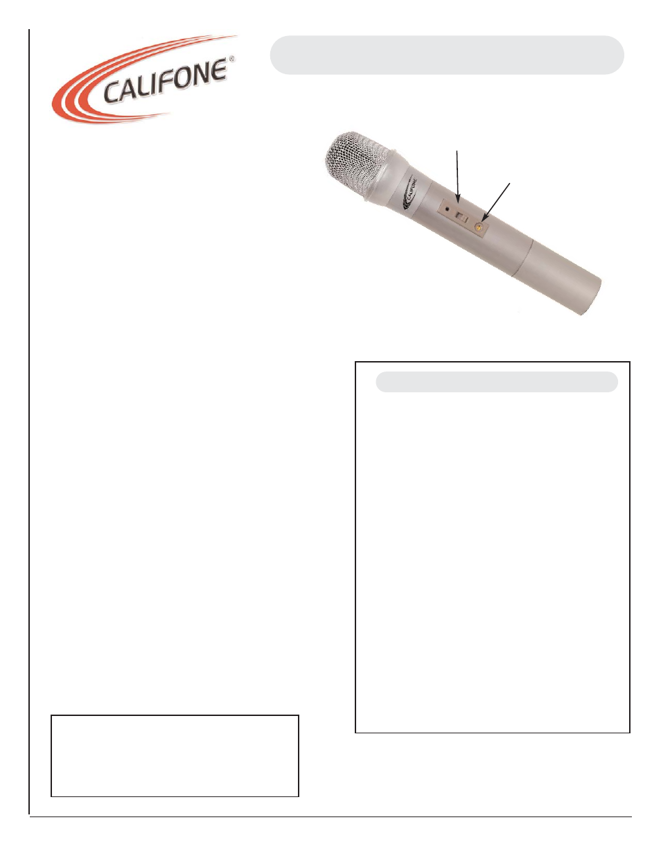 Califone Q-316 User Manual | 1 page