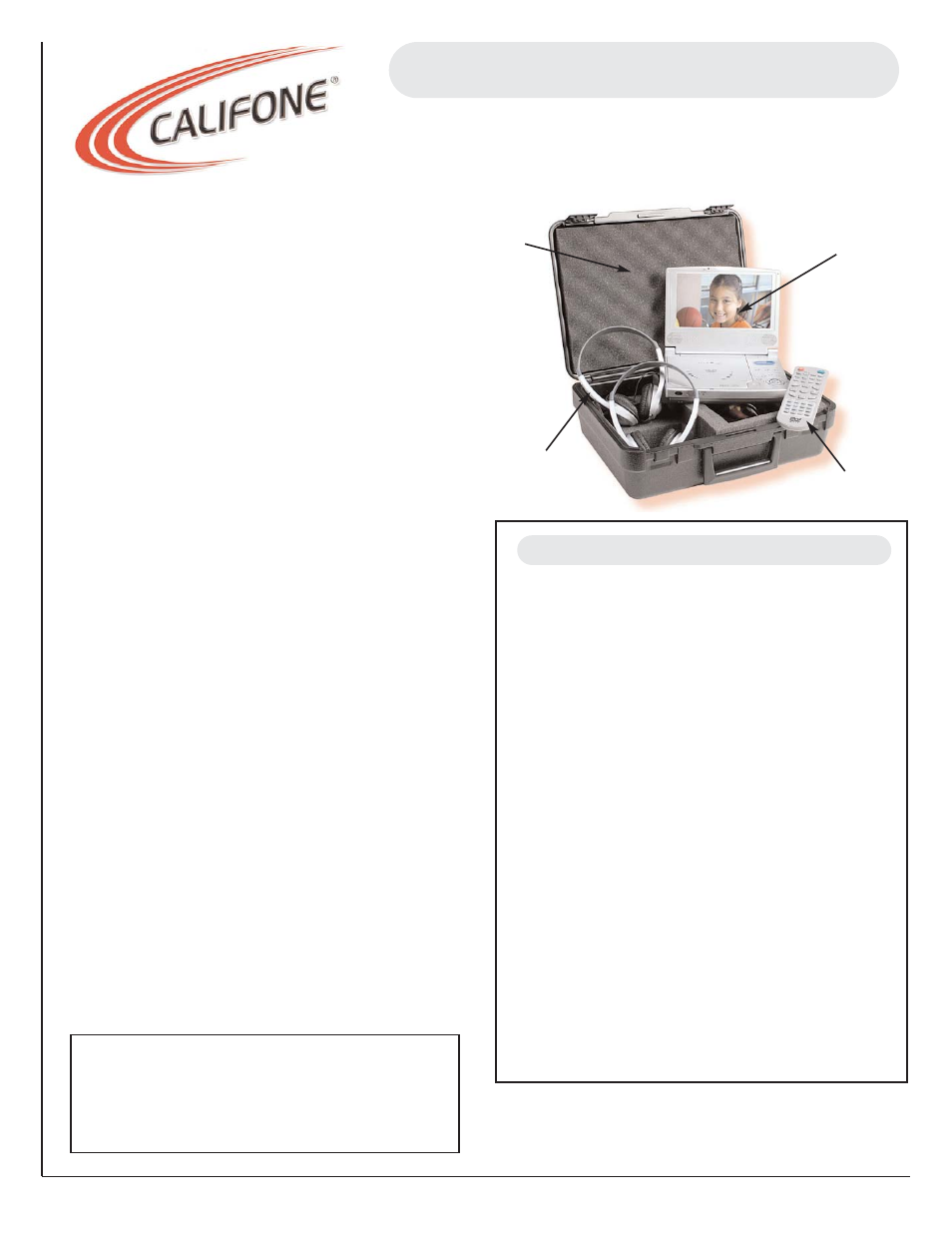 Califone DVD50-PLC User Manual | 1 page