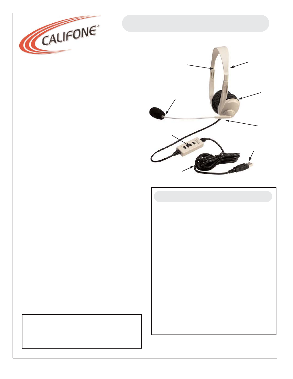 Califone 3064-USB User Manual | 1 page