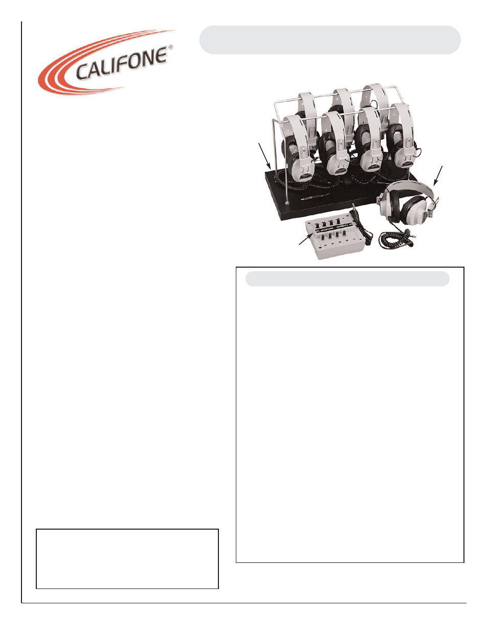 Califone 8-Position Listening Center 1218AV-03 User Manual | 1 page