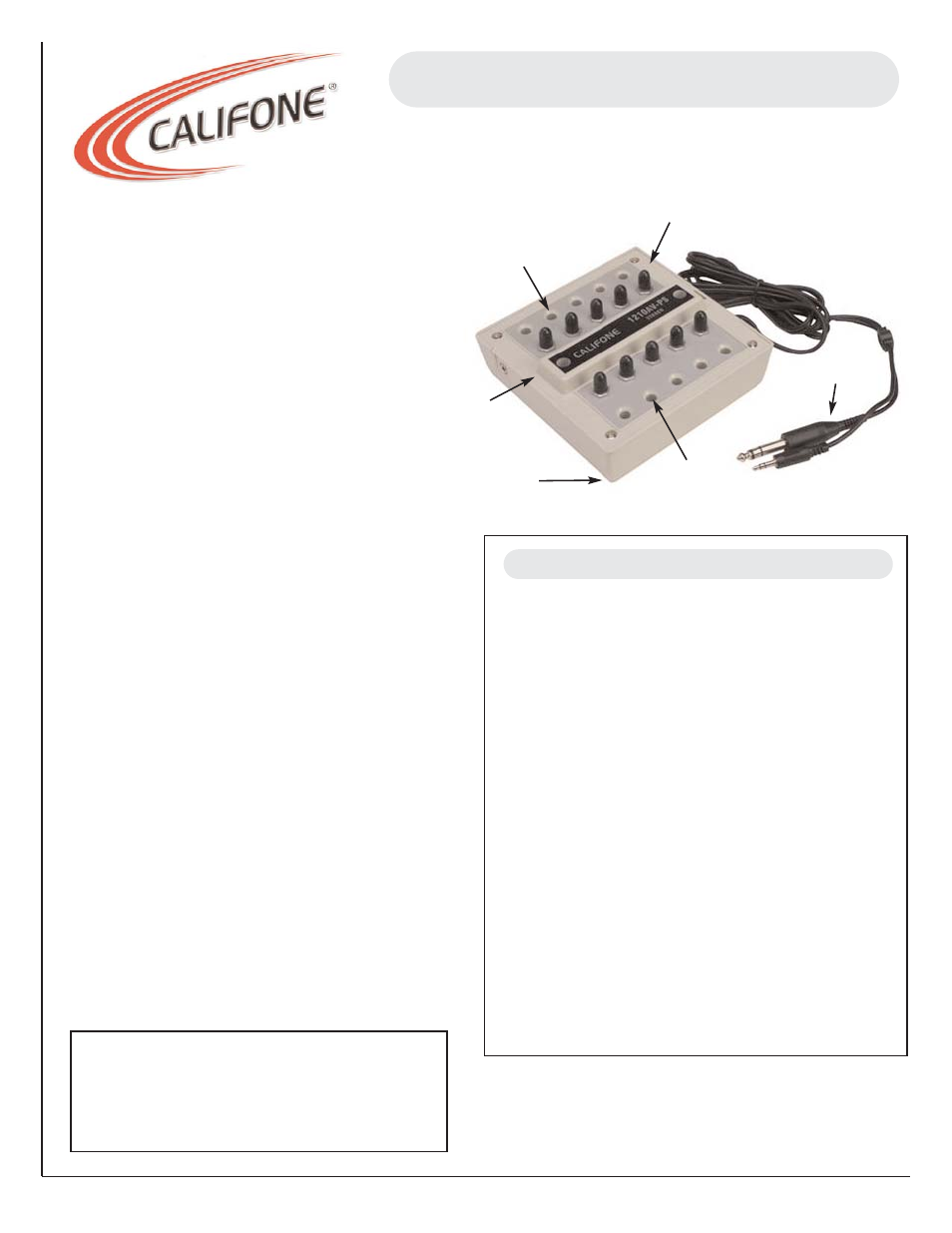 Califone 1210AVPS User Manual | 1 page