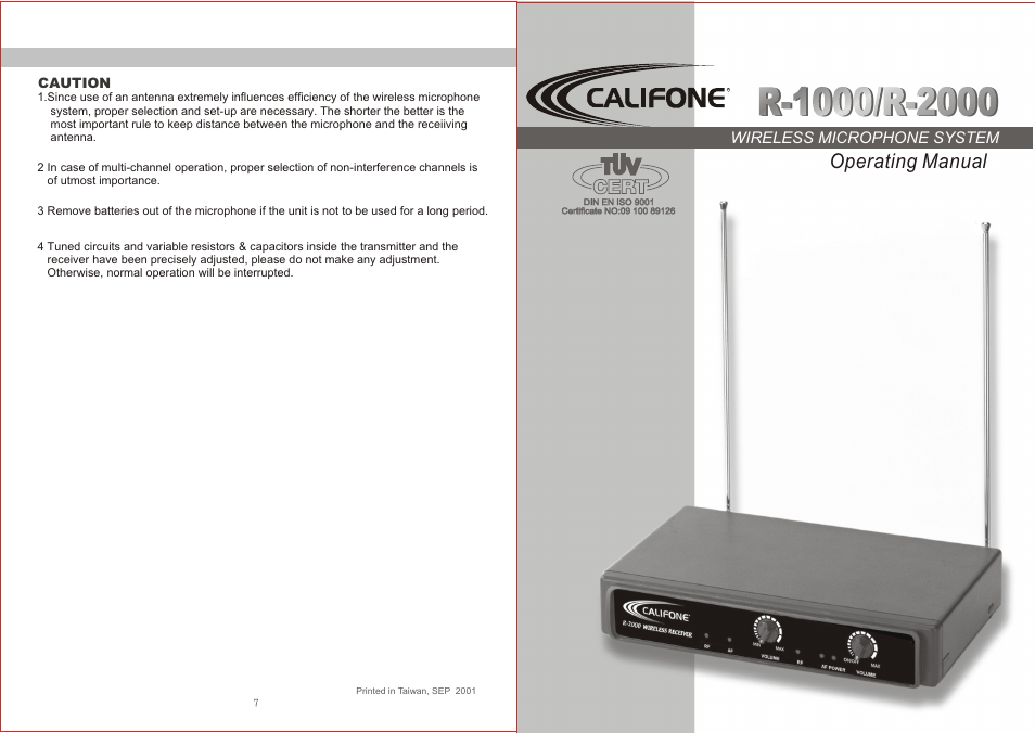 Califone R-1000 User Manual | 4 pages