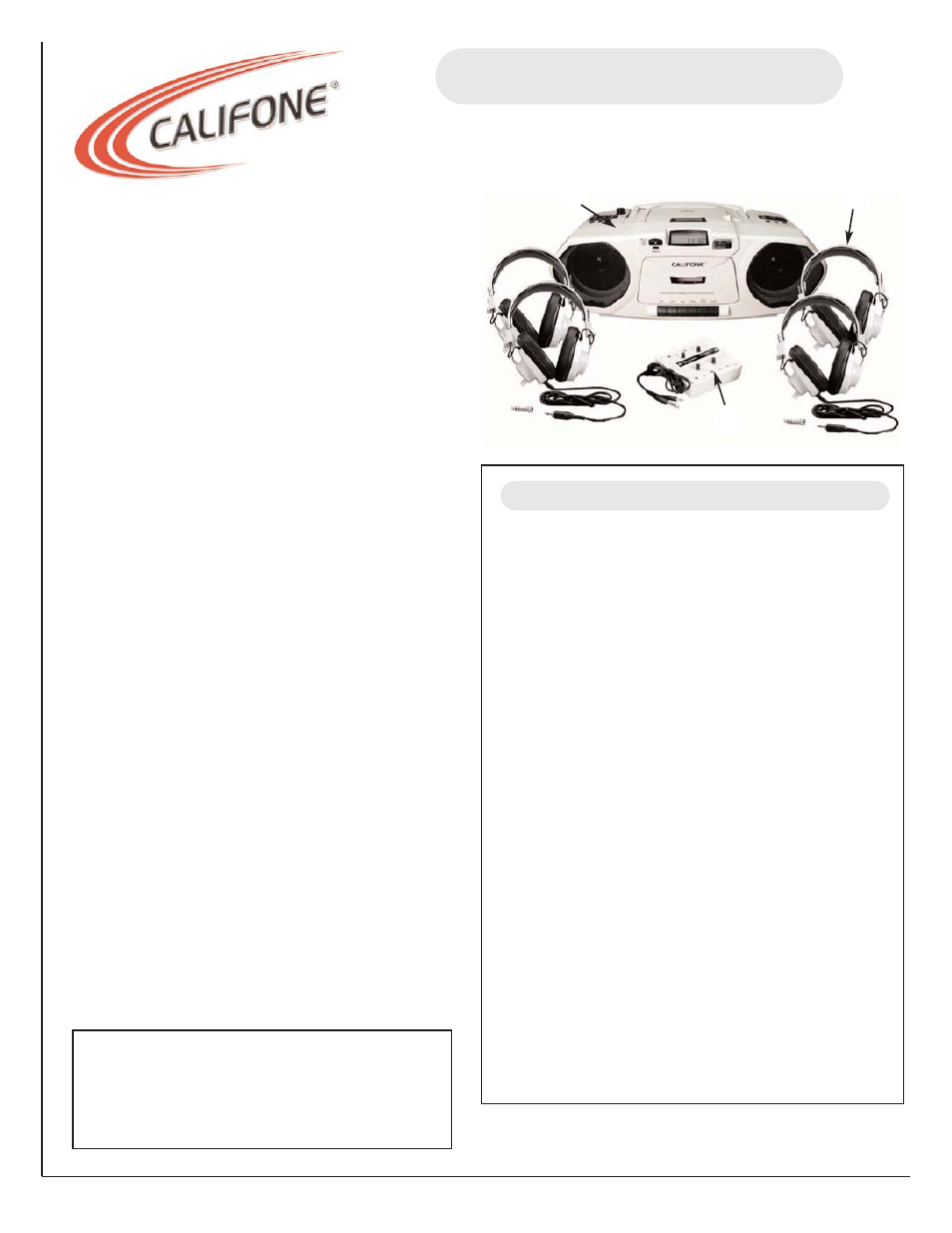 Califone 2385PLC User Manual | 1 page