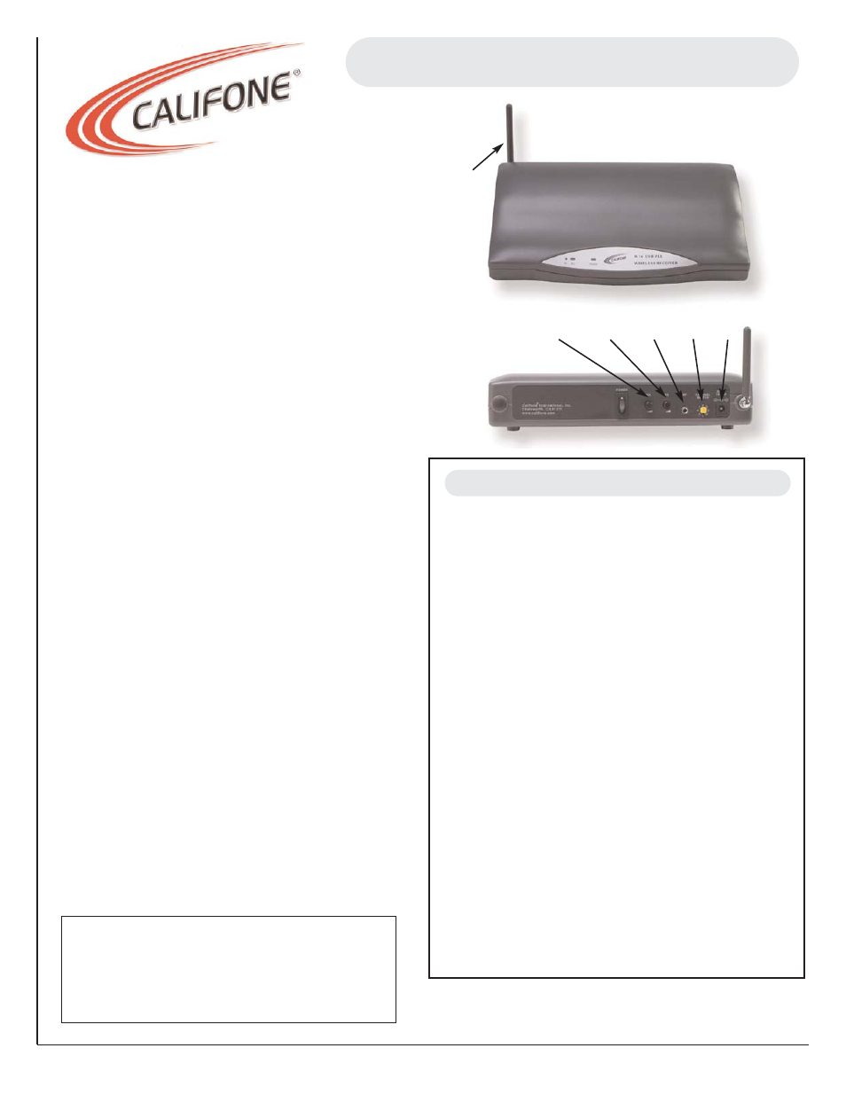 Califone R-16 User Manual | 1 page