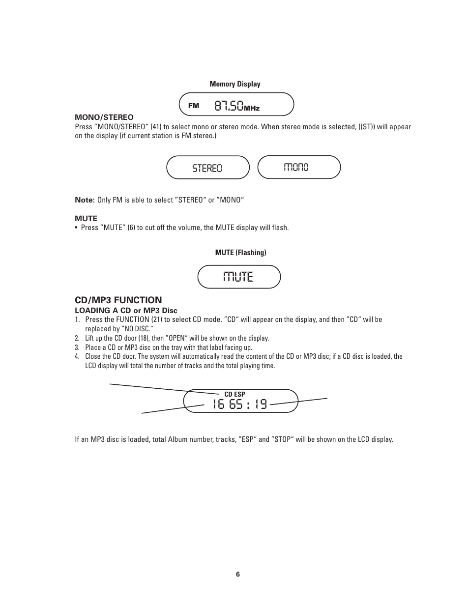 Mute, Mono stereo | Califone 2385-03 User Manual | Page 6 / 19