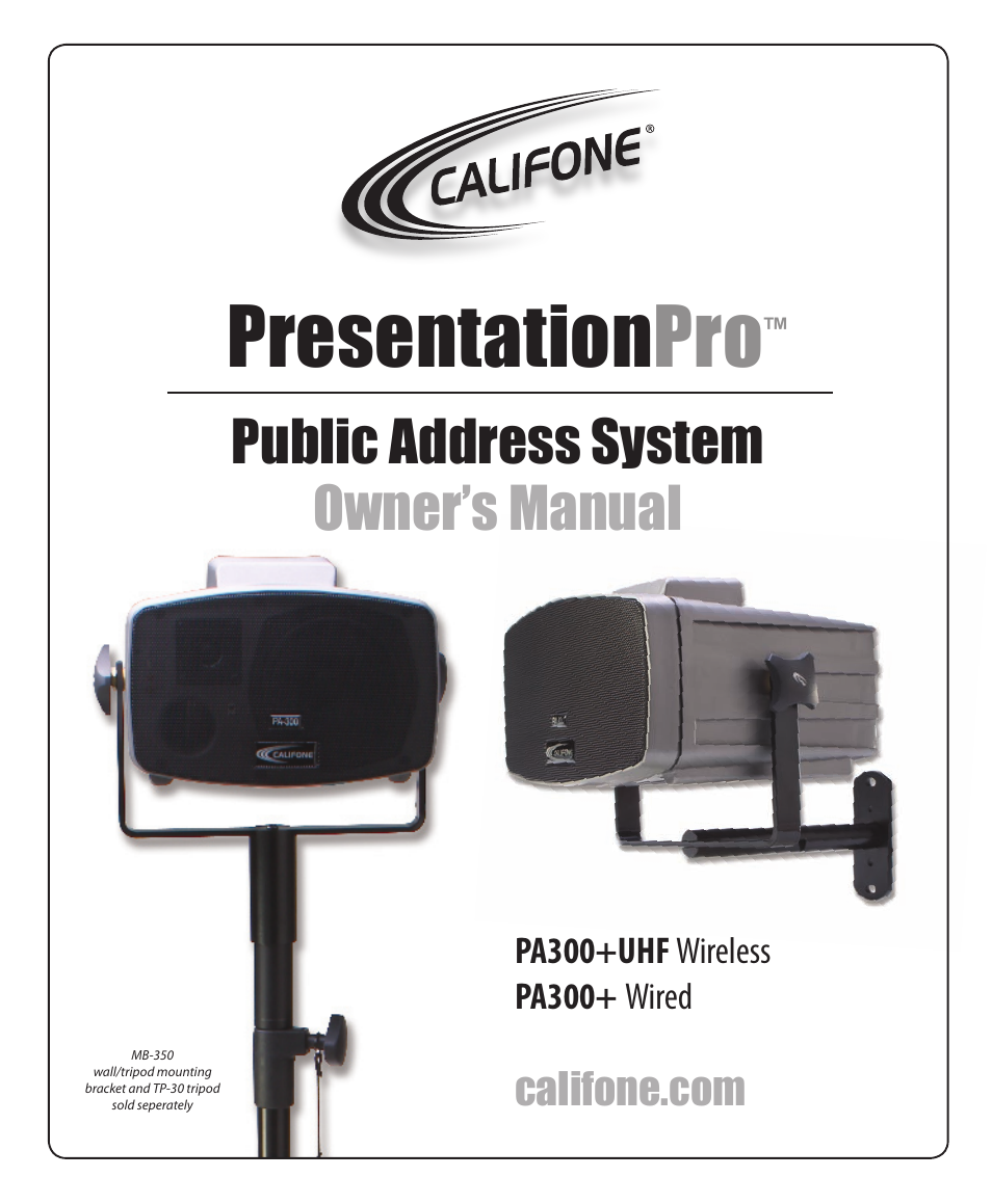 Califone MB-350 User Manual | 8 pages