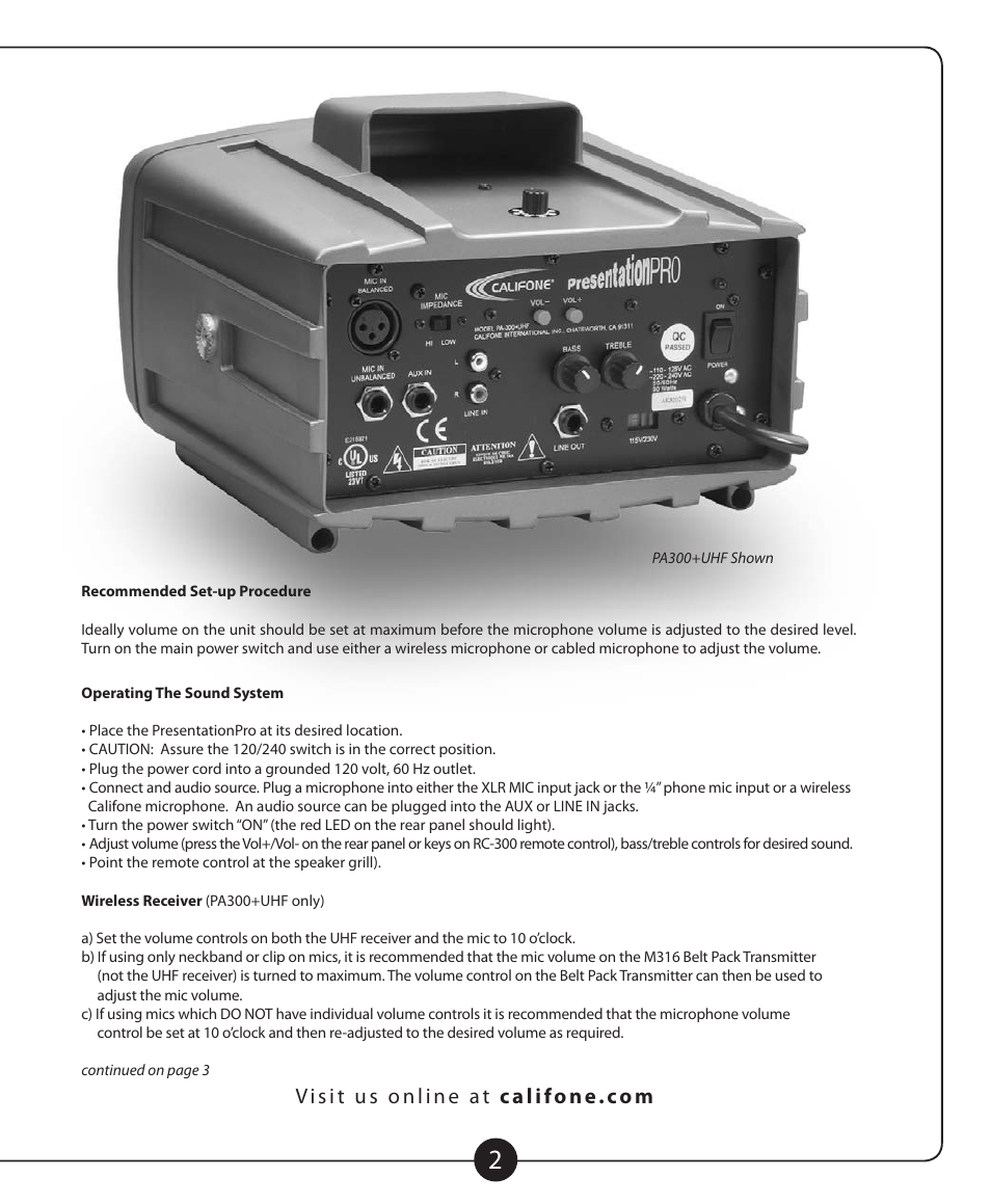 Califone MB-350 User Manual | Page 3 / 8