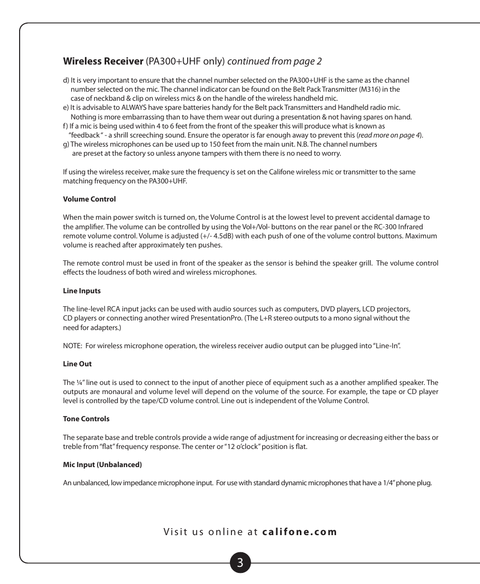Califone MB-350 User Manual | Page 4 / 8