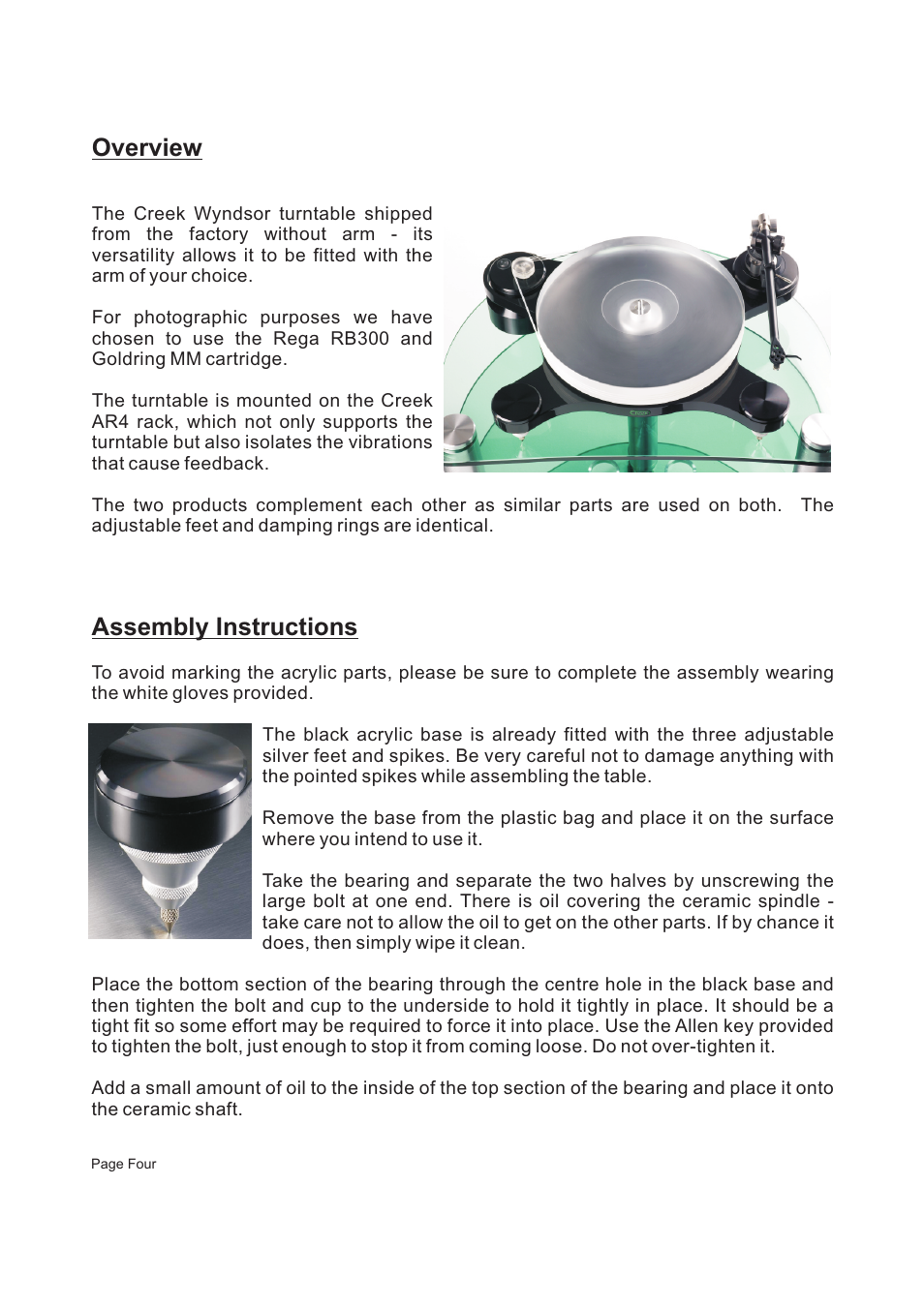 Overview, Assembly instructions | Creek Audio Wyndsor User Manual | Page 4 / 8