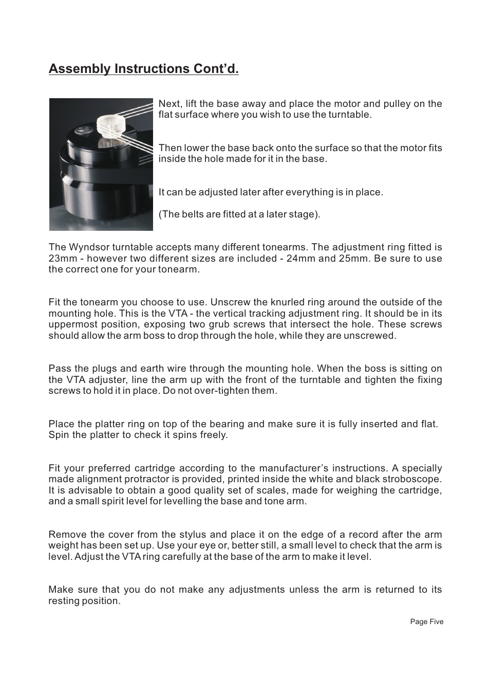 Assembly instructions cont’d | Creek Audio Wyndsor User Manual | Page 5 / 8
