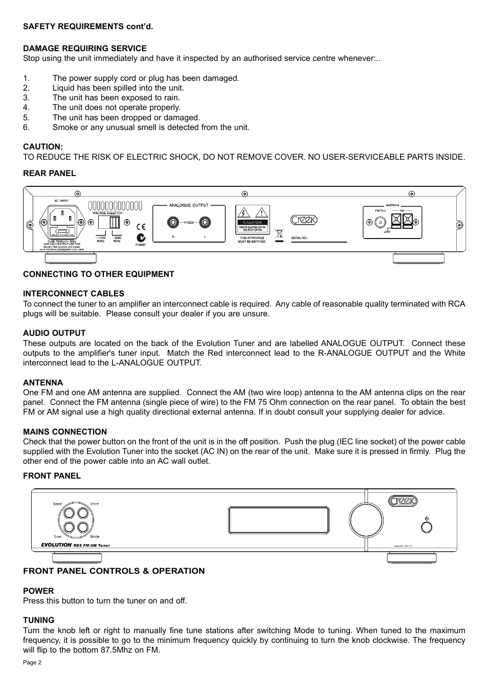Creek Audio Evolution RDS User Manual | Page 2 / 4