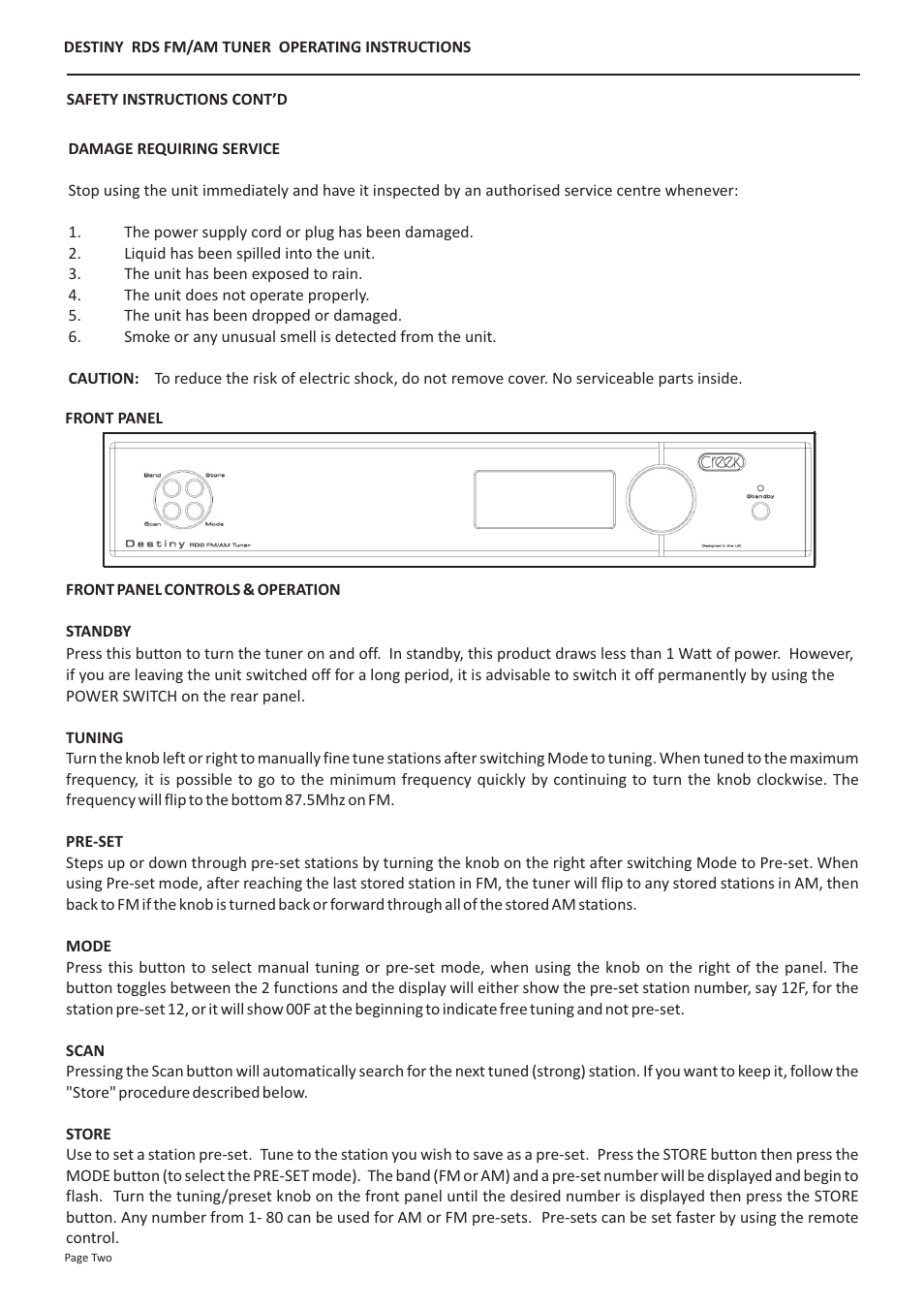 Creek Audio Destiny User Manual | Page 2 / 4