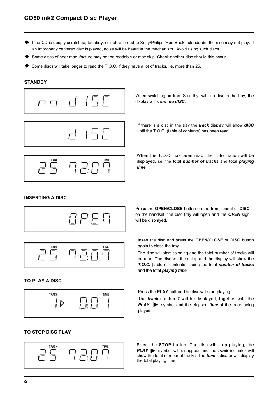 Cd50 mk2 compact disc player | Creek Audio CD50 mk2 User Manual | Page 6 / 12