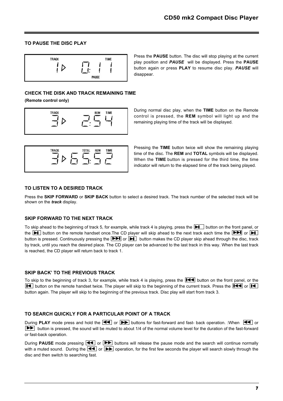 Cd50 mk2 compact disc player | Creek Audio CD50 mk2 User Manual | Page 7 / 12