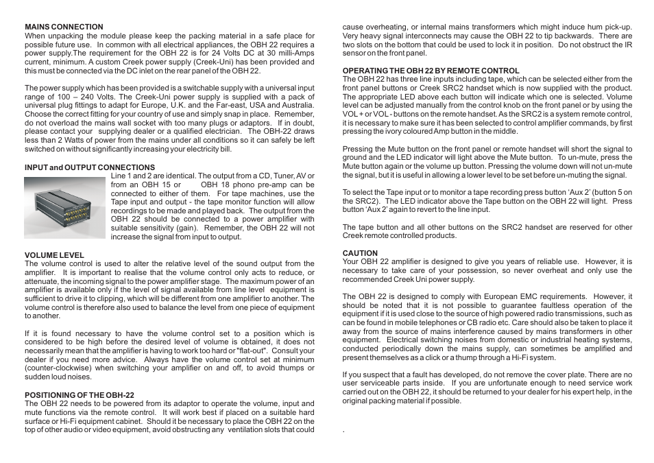 Creek Audio OBH22 User Manual | Page 2 / 2