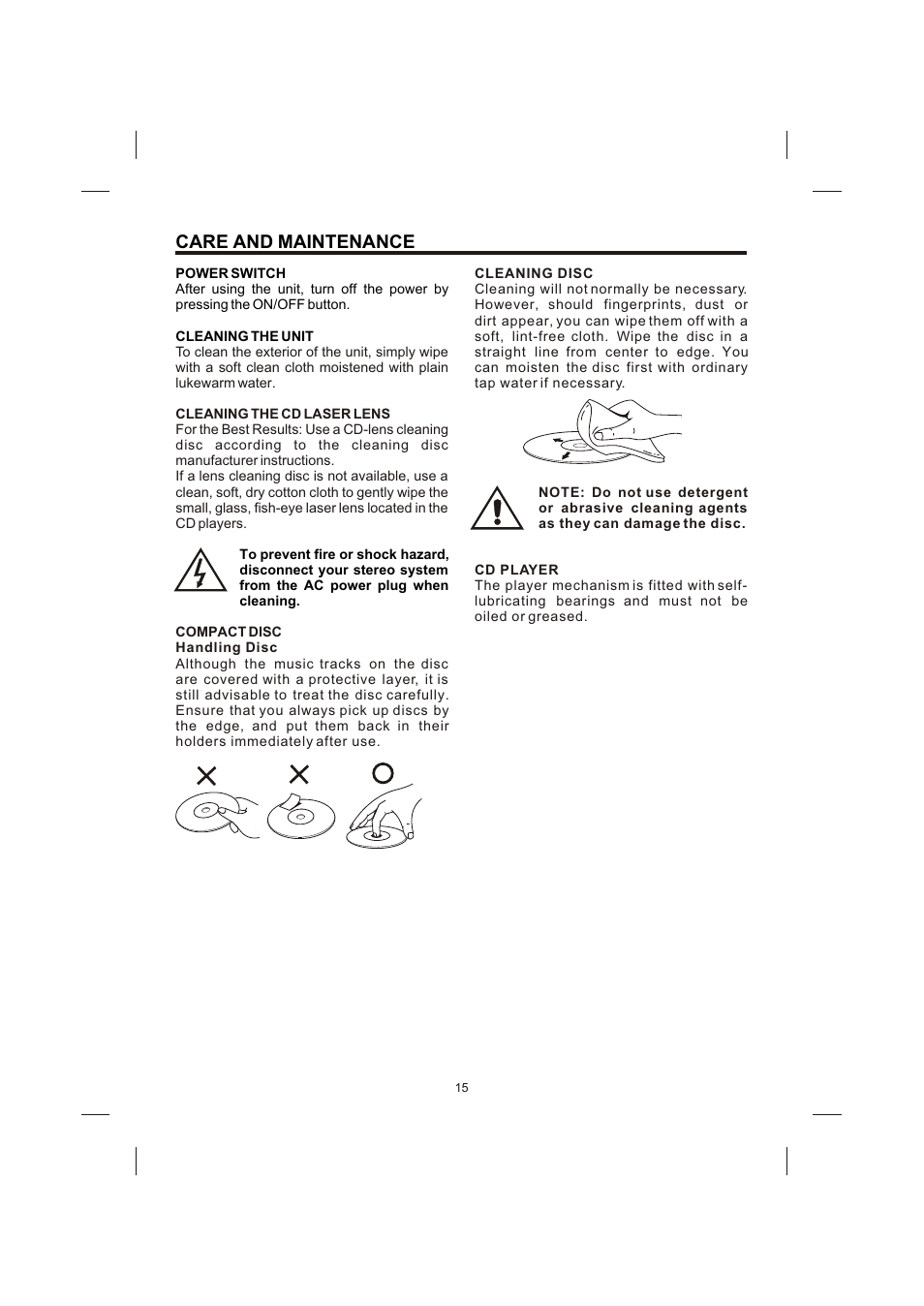 Care and maintenance | Creek Audio STVG-989 User Manual | Page 16 / 24